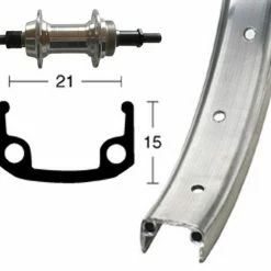 Enkeltbundet Baghjul 26" Skruekrans Sølv
